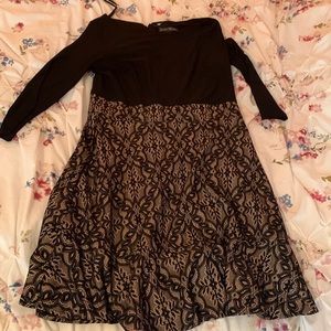 Black and Tan with floral lace print